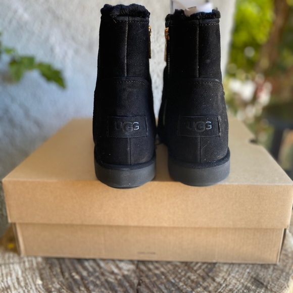 UGG Shoes - UGG Classic Mini BLVD Black Suede Twin-face Boots